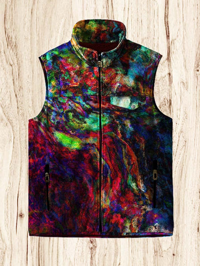 Men's fashion abstract texture art print flannel vest