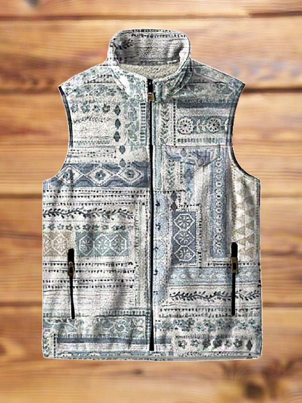 Men's fashion ethnic pattern printed flannel vest