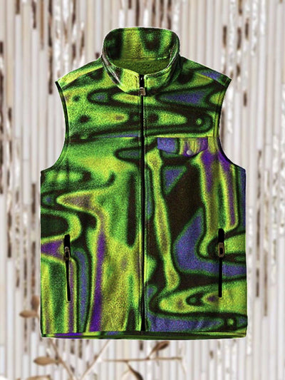 Men's fashion abstract textured art print flannel vest