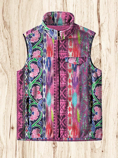 Men's fashion trends abstract color art print flannel vest