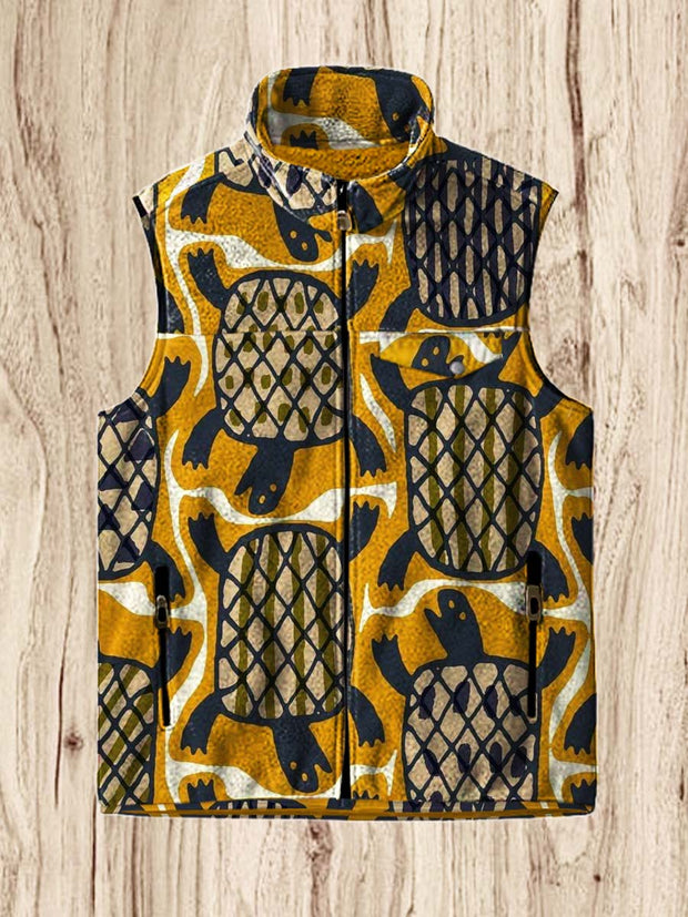 Men's Minimalist Abstract Geometric Art Printed Flannel Vest