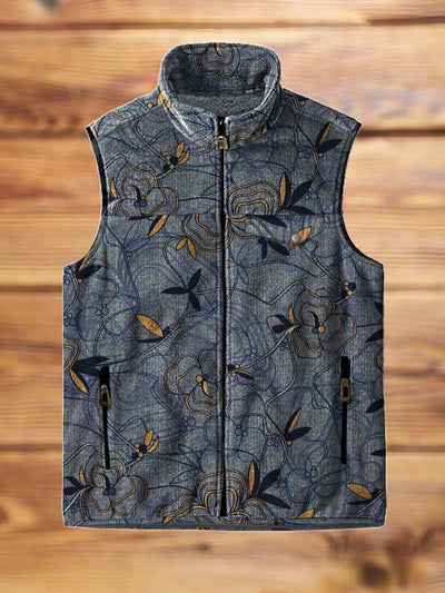 Men's simple and versatile floral printed flannel vest