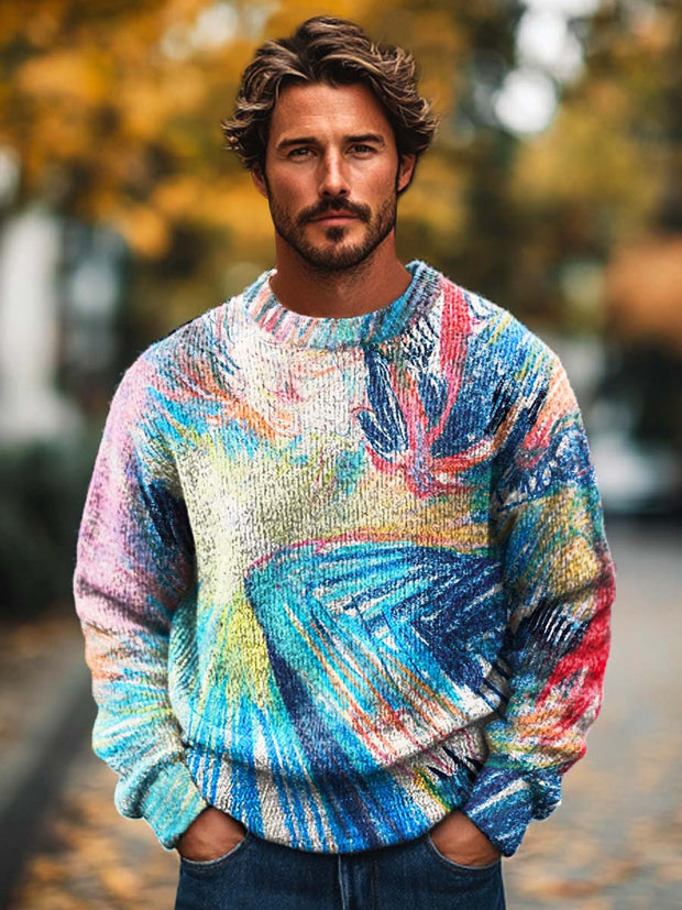 Men's fashion graffiti art crew neck sweater