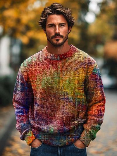 Men's fashion abstract art crew neck sweater