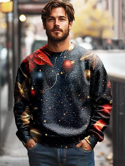 Christmas Themed Decorative Lights Vintage Print Crew Neck Sweatshirt