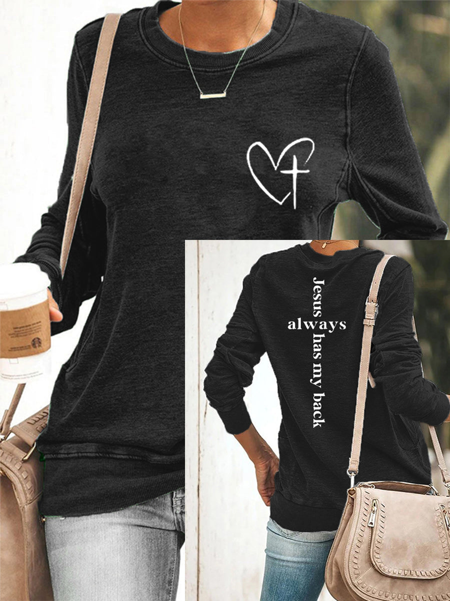 Women's Jesus Always Has My Back Casual Sweatshirt