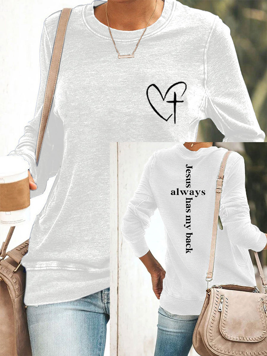 Women's Jesus Always Has My Back Casual Sweatshirt