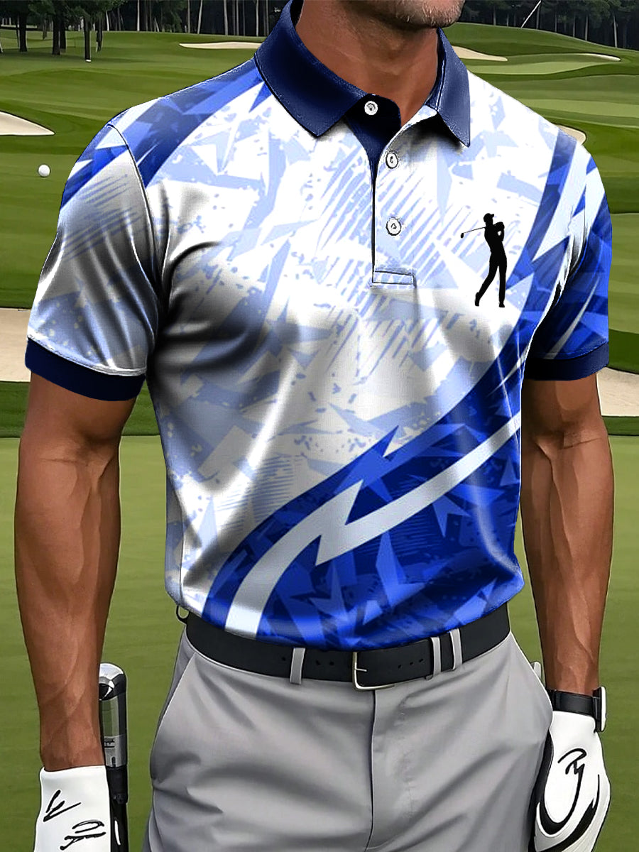 Men's Vintage Gradient Geometric Casual Golf Polo Shirt