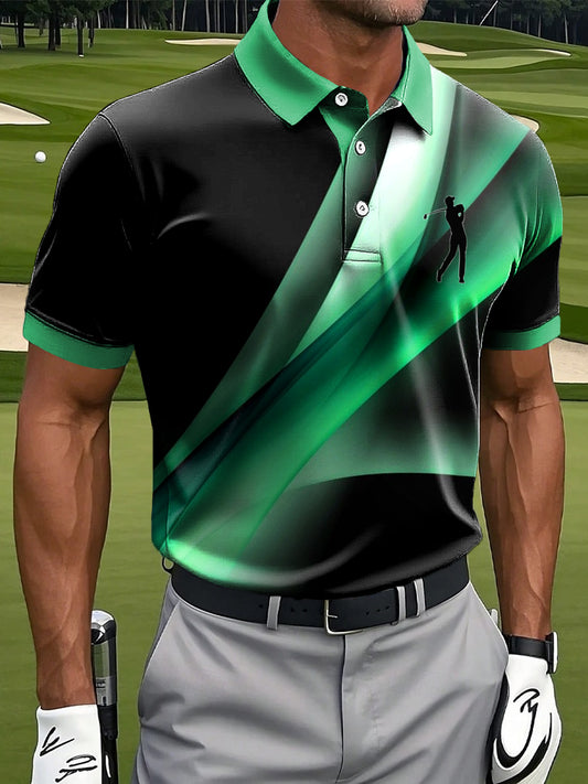 Men's Vintage Gradient Texture Casual Golf Polo Shirt