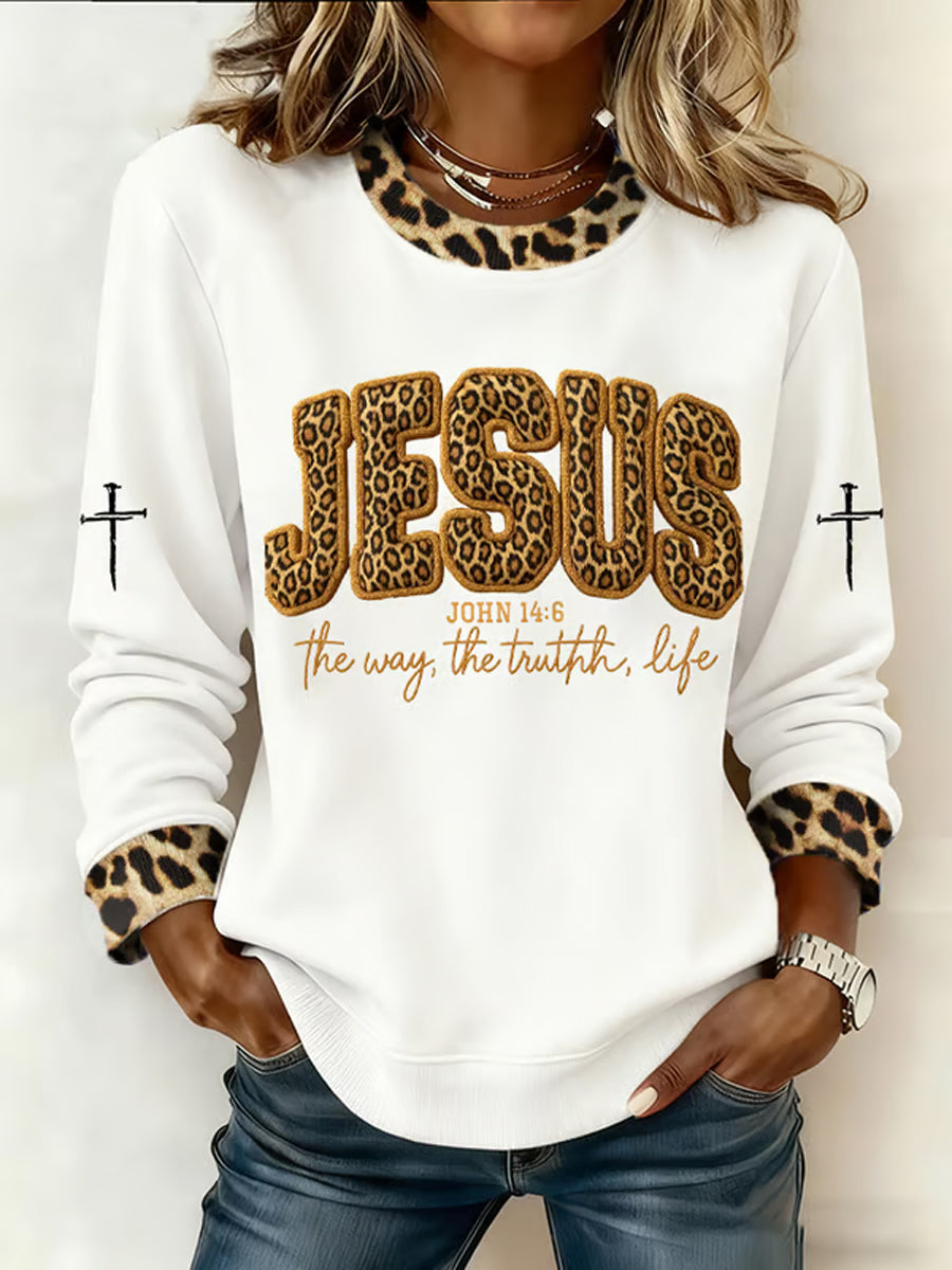Women's Jesus The Way The Truth The Life John 14:6 Christian Cross Regular Sweatshirt
