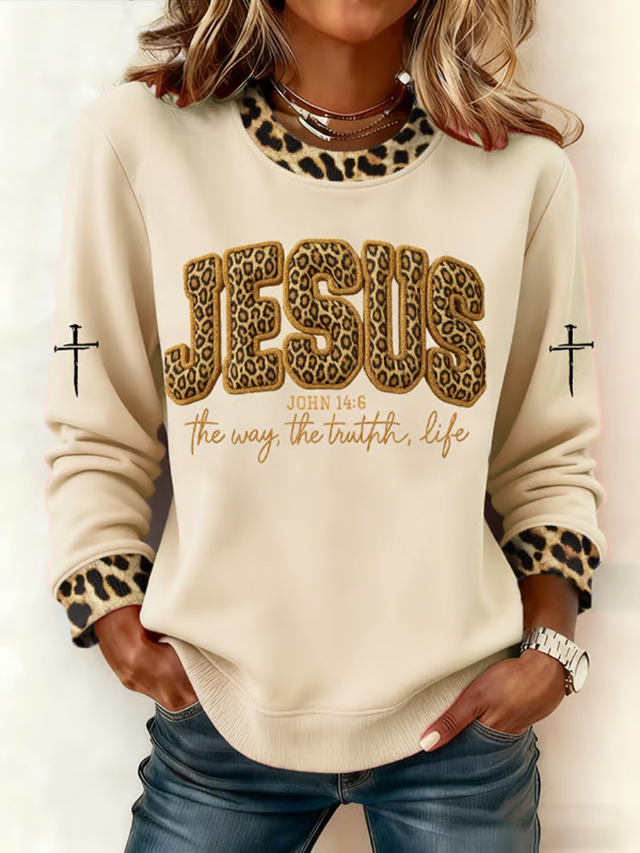 Women's Jesus The Way The Truth The Life John 14:6 Christian Cross Regular Sweatshirt