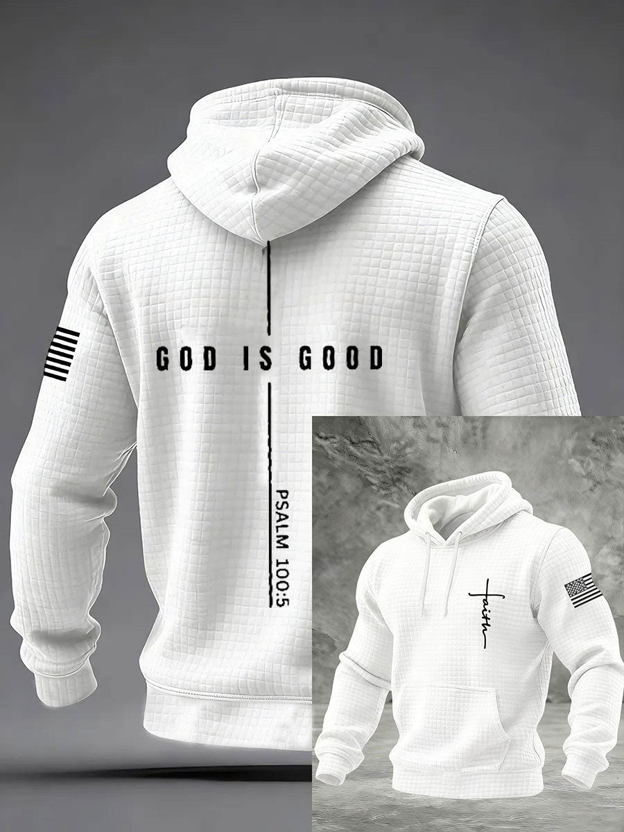 Men's God Is Good Checkered Cotton Hoodie