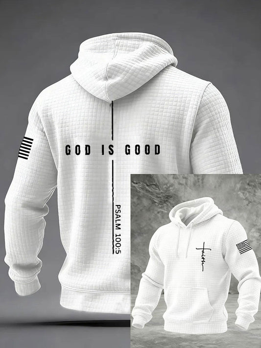 Men's God Is Good Checkered Cotton Hoodie