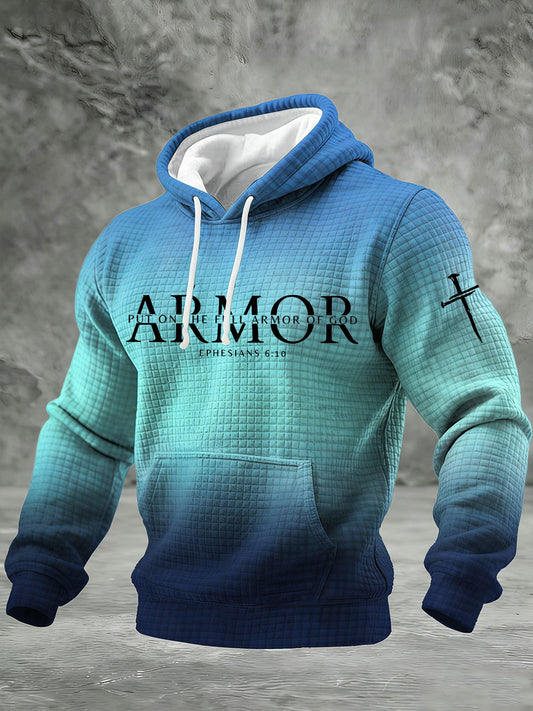 Men's Put On The Full Armor Of God Checkered Cotton Hoodie