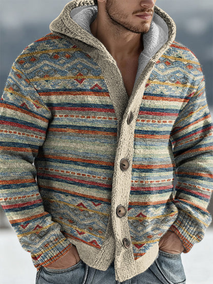 Men's Wear Geometric Art Cardigan
