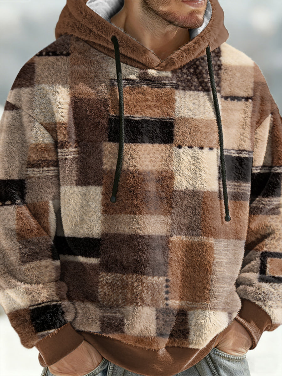 Men's Geometric Art Flannel Hoodie