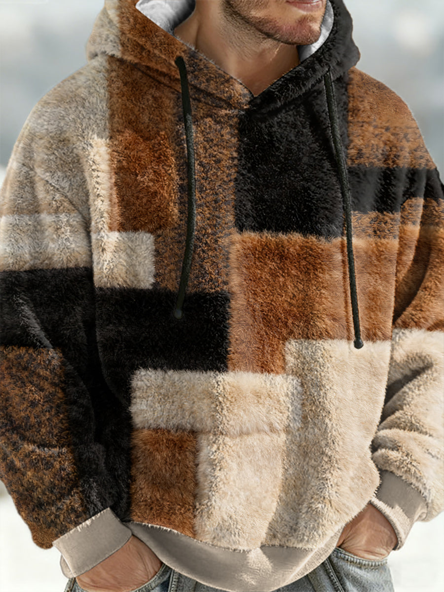 Men's Geometric Art Flannel Hoodie