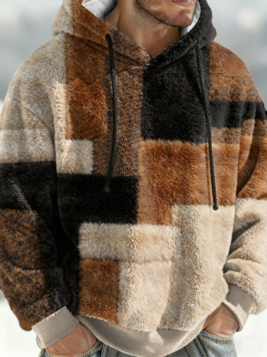 Men's Geometric Art Flannel Hoodie