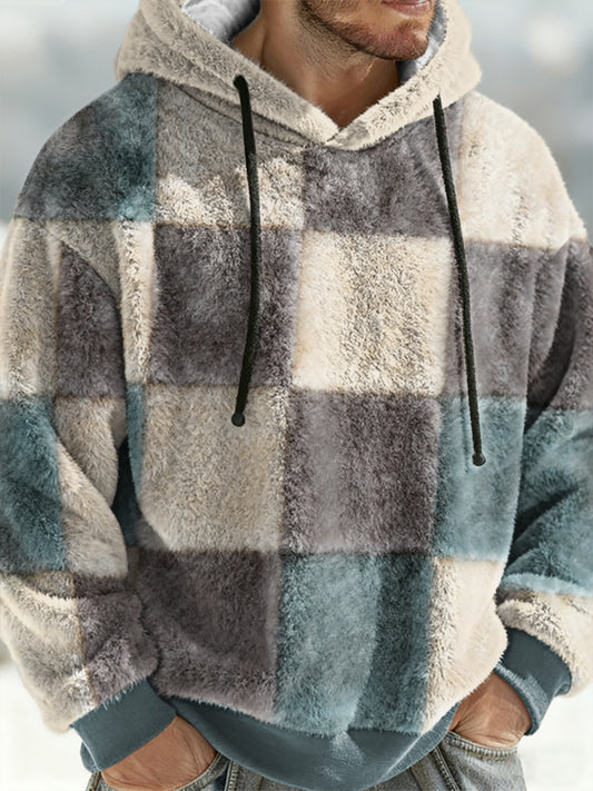 Men's Geometric Art Flannel Hoodie