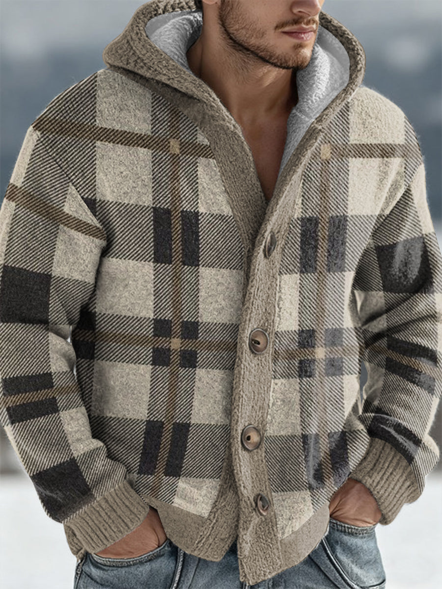 Men's Geometric Art Hooded Cardigan