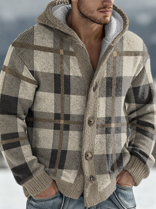 Men's Geometric Art Hooded Cardigan