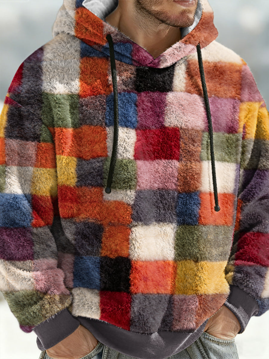 Men's Geometric Art Flannel Hoodie