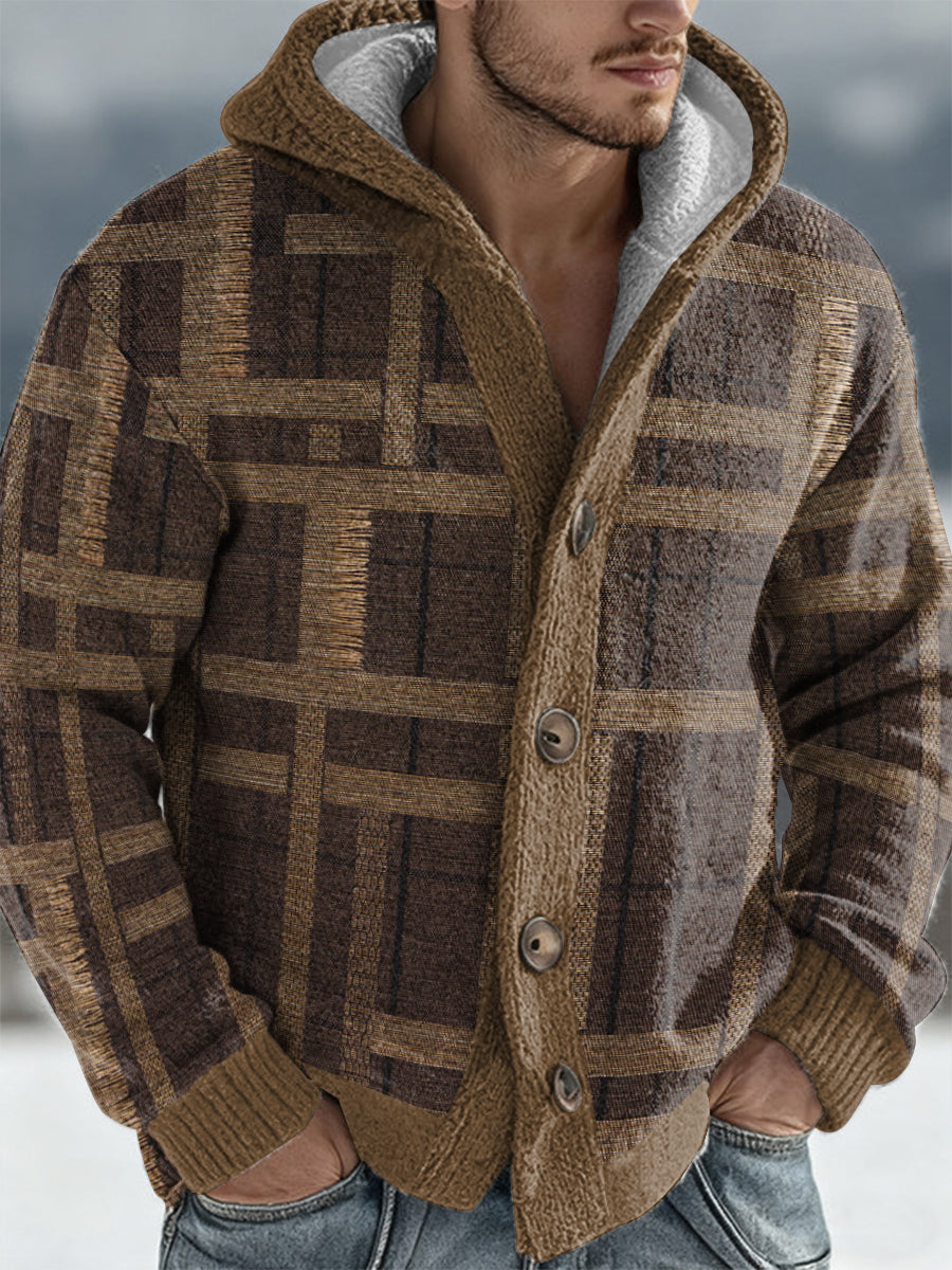 Men's Geometric Art Hooded Cardigan