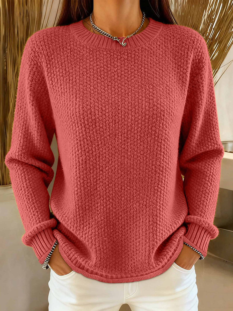Women's Simple Solid Color Cozy Knit Sweater