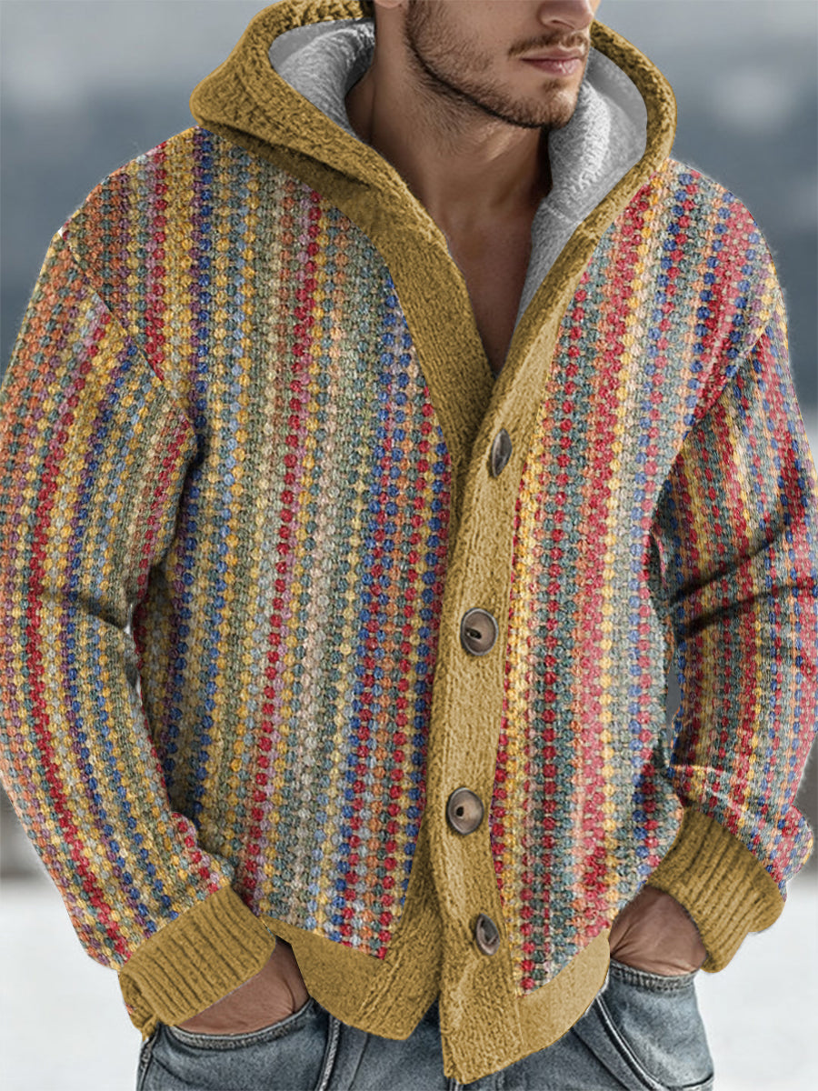 Men's Geometric Art Hooded Cardigan