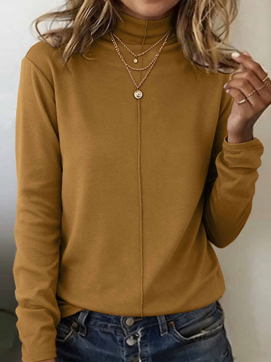 Women's Simple Solid Color Cozy Long-Sleeve T-Shirt