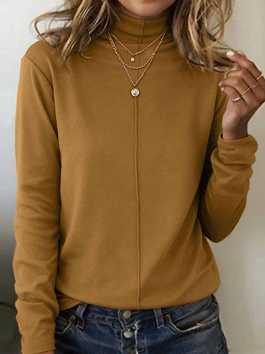 Women's Simple Solid Color Cozy Long-Sleeve T-Shirt