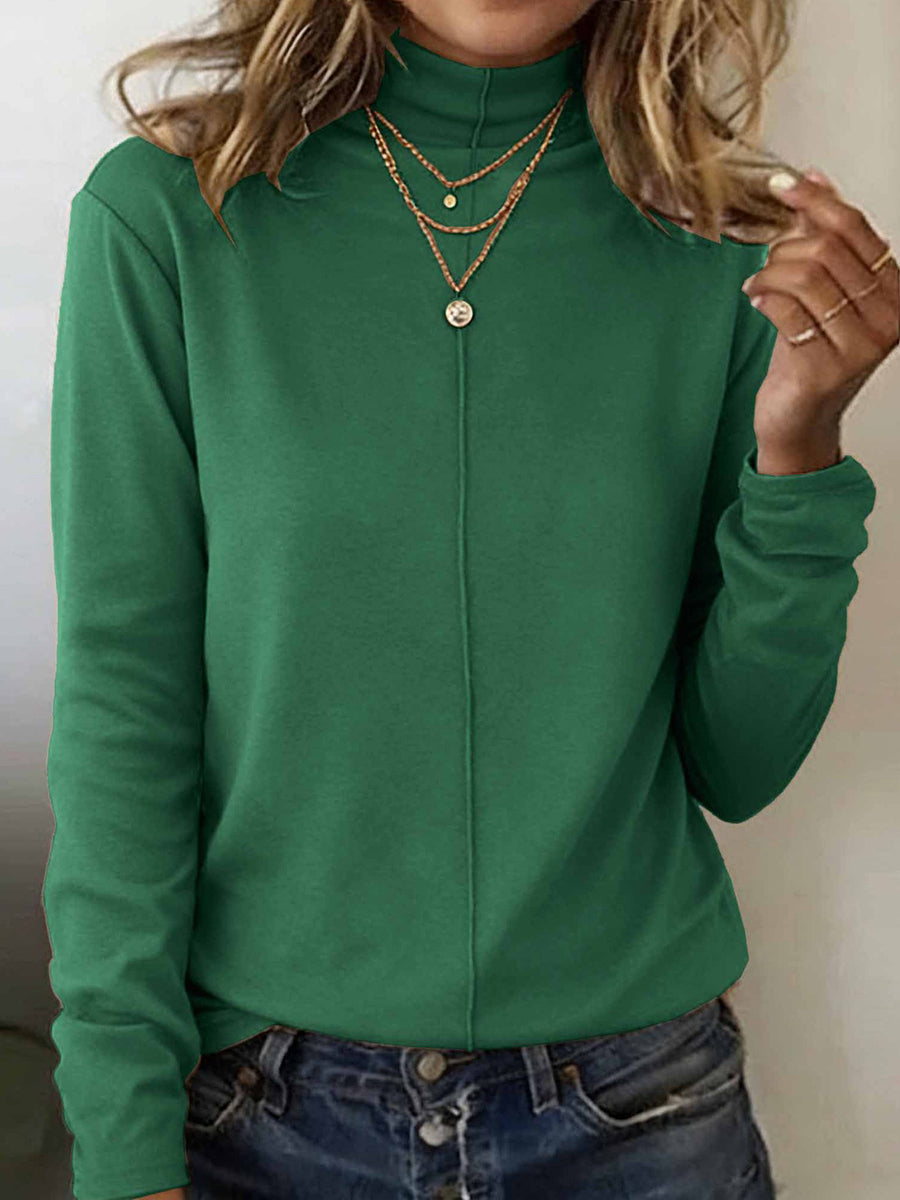 Women's Simple Solid Color Cozy Long-Sleeve T-Shirt