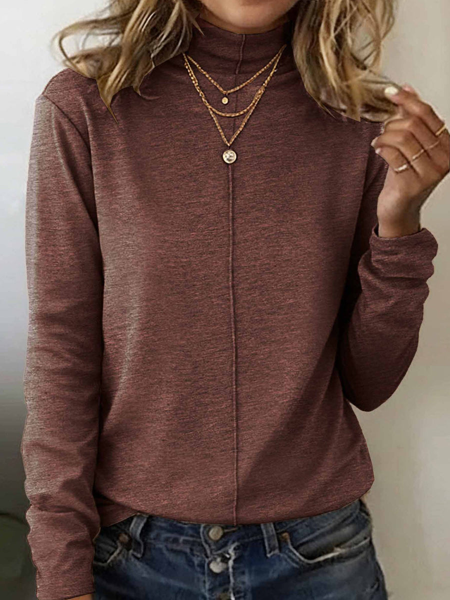 Women's Simple Solid Color Cozy Long-Sleeve T-Shirt