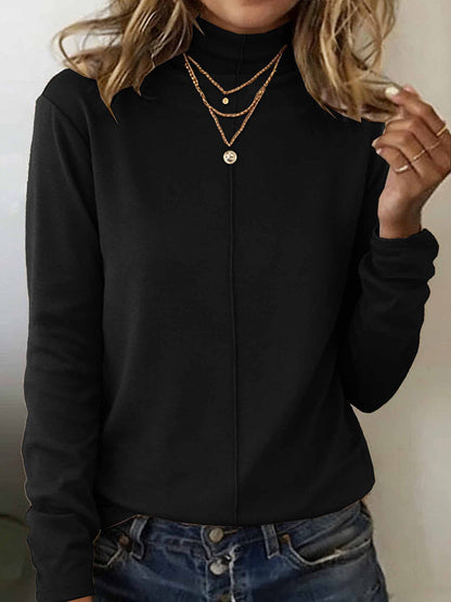 Women's Simple Solid Color Cozy Long-Sleeve T-Shirt