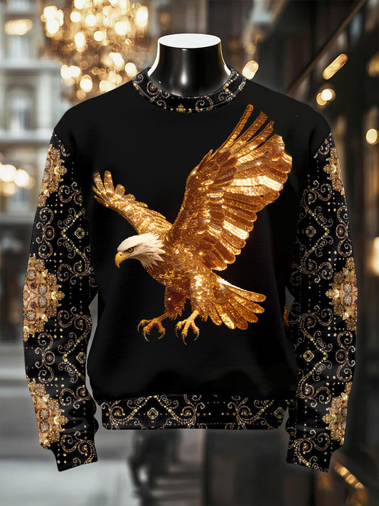 Men's Retro Luxurious Eagle Print Casual Sweatshirt