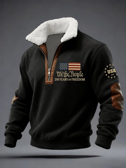 Men's USA 250th Anniversary Print Zipper Sweatshirt