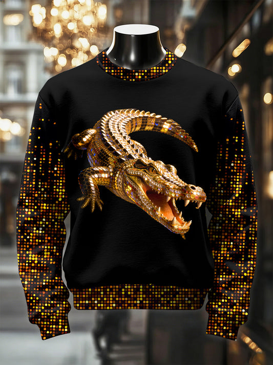 Men's Retro Luxurious Crocodile Print Casual Sweatshirt