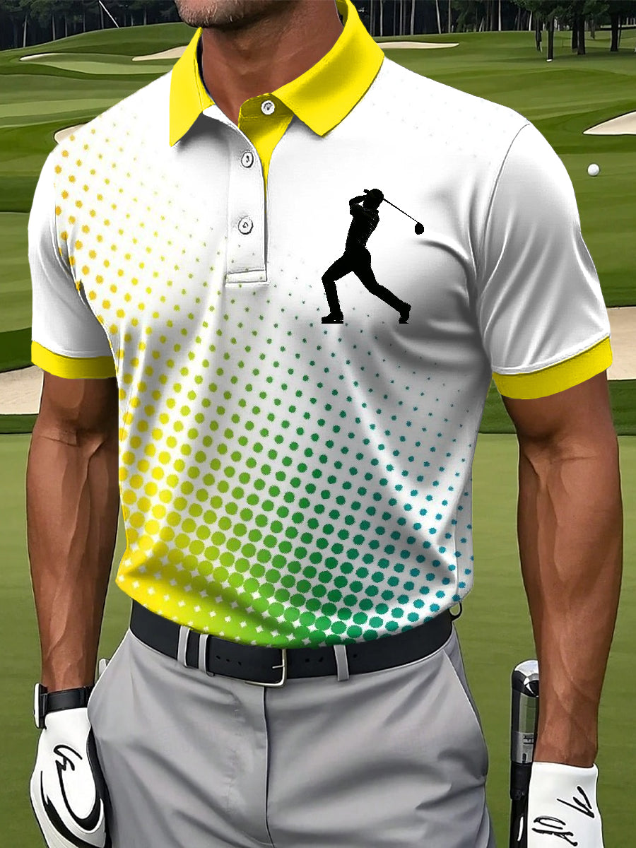 Men's Retro Golf Business Style Printed Polo Shirt