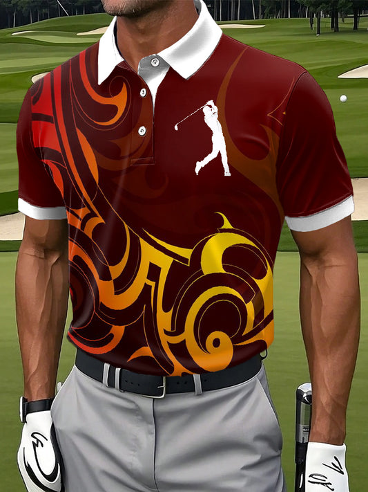 Men's Retro Golf Business Style Printed Polo Shirt