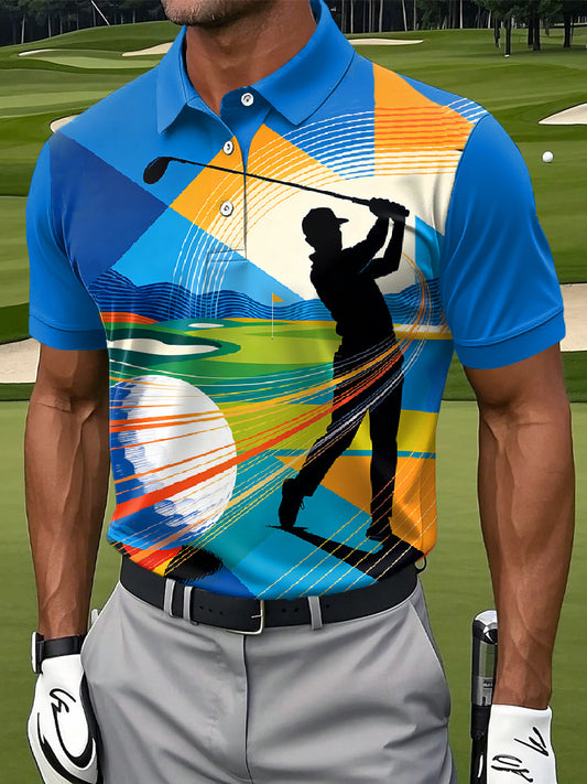 Men's Retro Golf Business Style Printed Polo Shirt