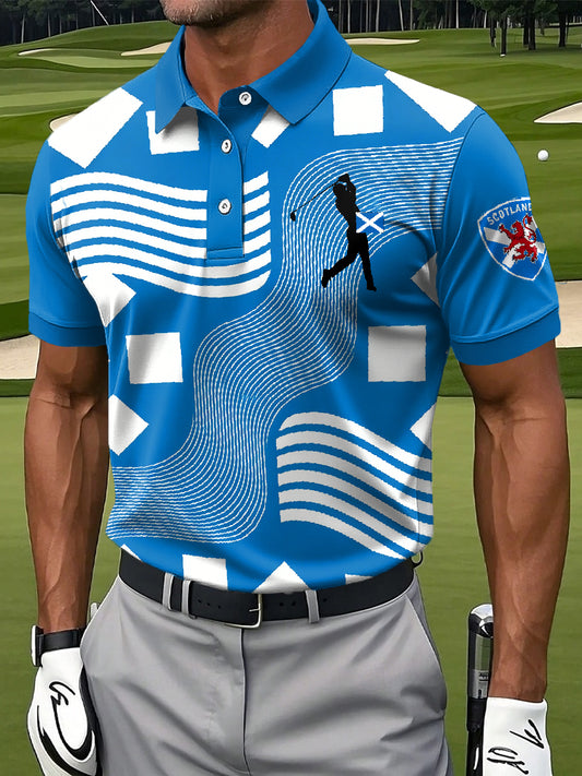 Men's Retro Scottish Business Print Polo Shirt