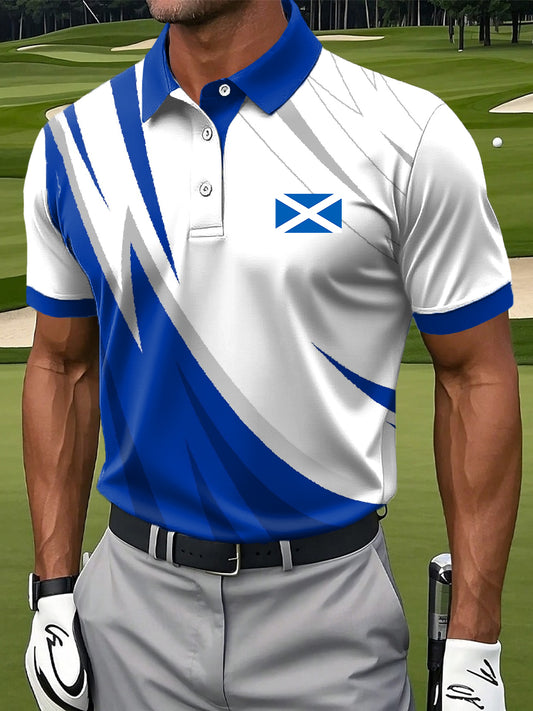 Men's Retro Scottish Business Print Polo Shirt