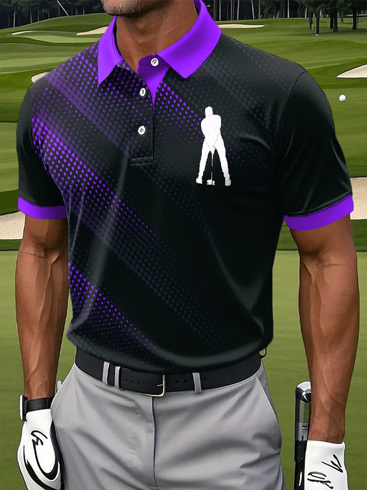 Men's Retro Golf Business Style Printed Polo Shirt