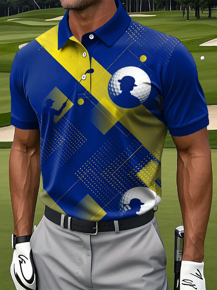Men's Retro Golf Business Style Printed Polo Shirt