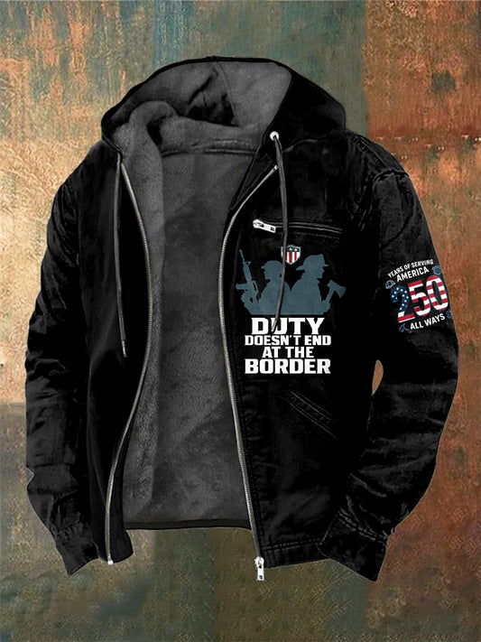 Men's Retro American 250th Anniversary Printed Hooded Jacket