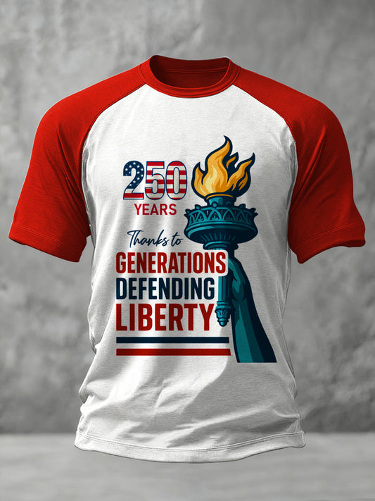 Men's Retro American 250th Anniversary Printed T-Shirt