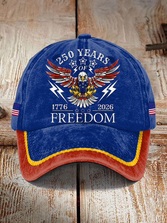Unisex American 250 Commemorative Printed Washed Hat