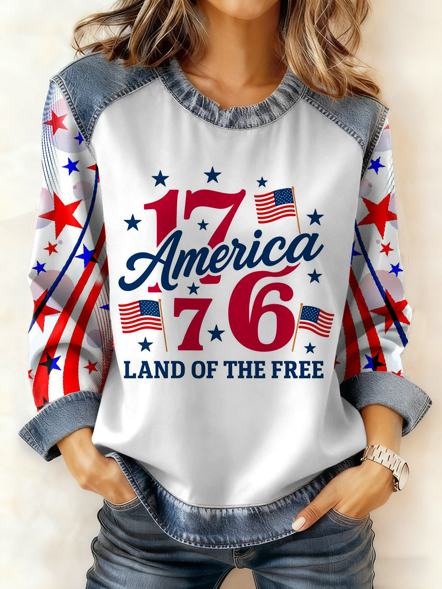 Women's Retro American 250th Anniversary Printed Sweatshirt
