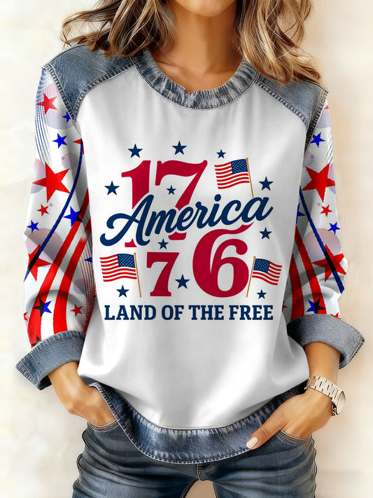 Women's Retro American 250th Anniversary Printed Sweatshirt