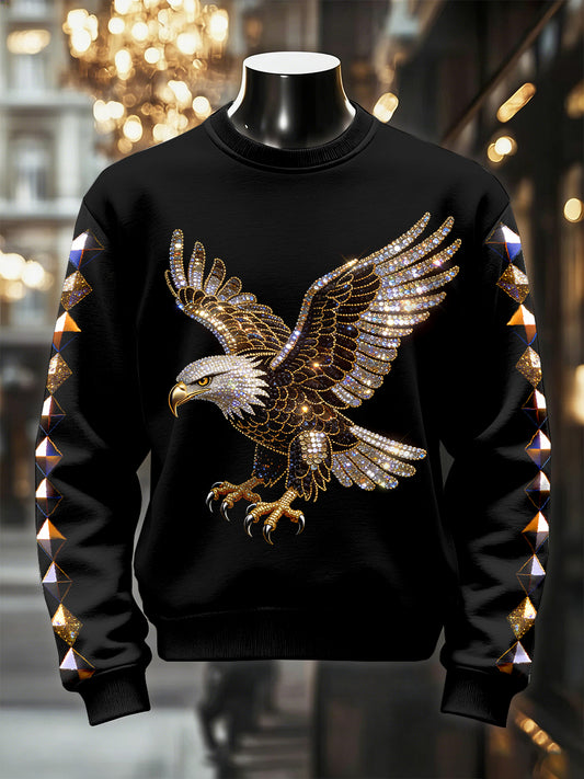 Men's Retro Luxurious Eagle Print Casual Sweatshirt